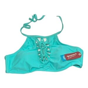 Arizona Jeans Co. Macrame Halter Swim Top Ocean Blue Size XL